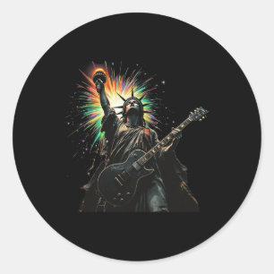 Cool Patriotic 4th of July Vrijheidsbeeld Playi Ronde Sticker
