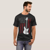 Cool Patriotic American Flag Bass Guitarist Guitar T-shirt (Voorkant volledig)
