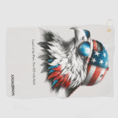 Cool Patriotic Bald Eagle Golfhanddoek (Horizontaal)