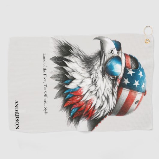Cool Patriotic Bald Eagle Golfhanddoek (Horizontaal)