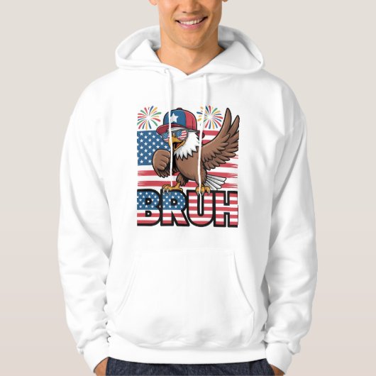Cool Patriotic Eagle Bruh Design Hoodie (Voorkant)