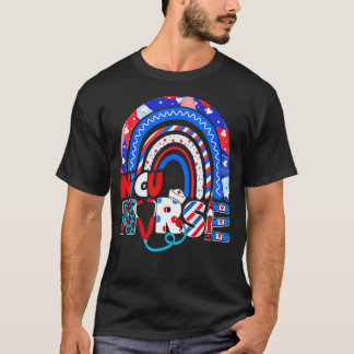 Cool Patriotische Nicu Verpleegster Amerikaanse Re T-shirt