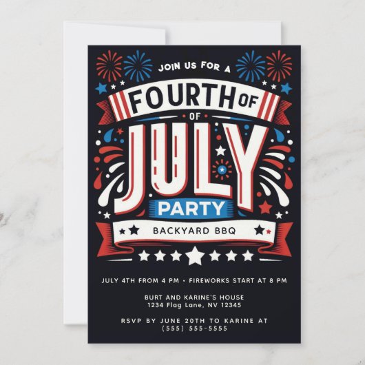 Cool Patriottisch Vierde van juli Feest Kaart (Voorkant)