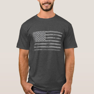 Cool Patriottische Zilveren Grijze Amerikaanse Vla T-shirt