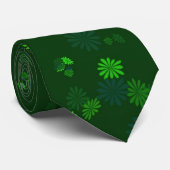 cool, patroon, bloemen, groen stropdas (Opgerold)