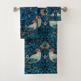 Cool patroon William Morris Birds Aardbei Blauw Bad Handdoek