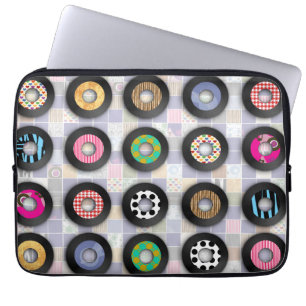 Cool Pattered Records Fun Musical Expression Laptop Sleeve