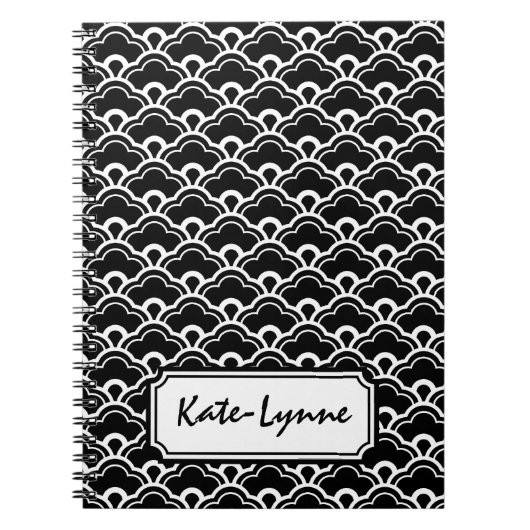 Cool Pattern Black en White Personalized Notitieboek (Voorkant)