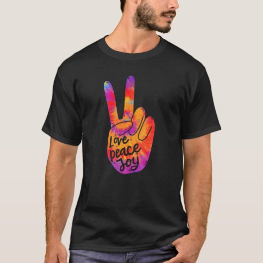 Cool Peace Hand Sign Tie Dye Boho Hippie T-shirt (Voorkant)