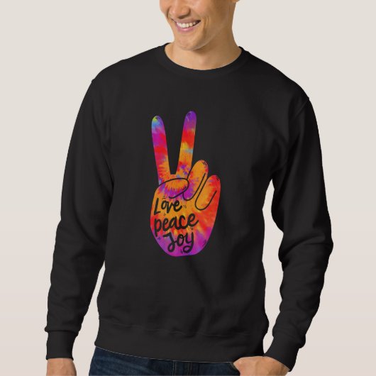 Cool Peace Hand Sign Tie Dye Boho Hippie Trui (Voorkant)