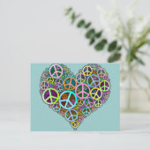 Cool Peace Love Heart Briefkaart (Staand voorkant)