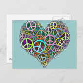 Cool Peace Love Heart Briefkaart (Voorkant / Achterkant)