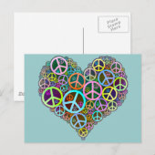 Cool Peace Love Heart Briefkaart (Voorkant / Achterkant)