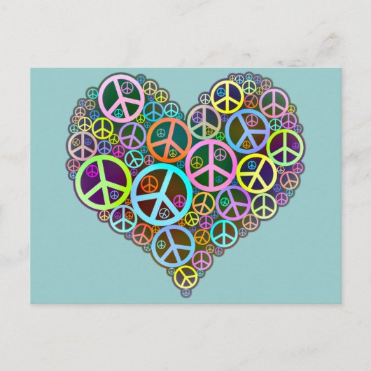 Cool Peace Love Heart Briefkaart (Voorkant)
