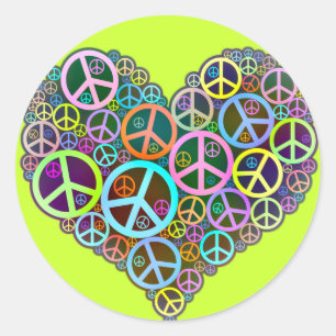 Cool Peace Love Heart Ronde Sticker