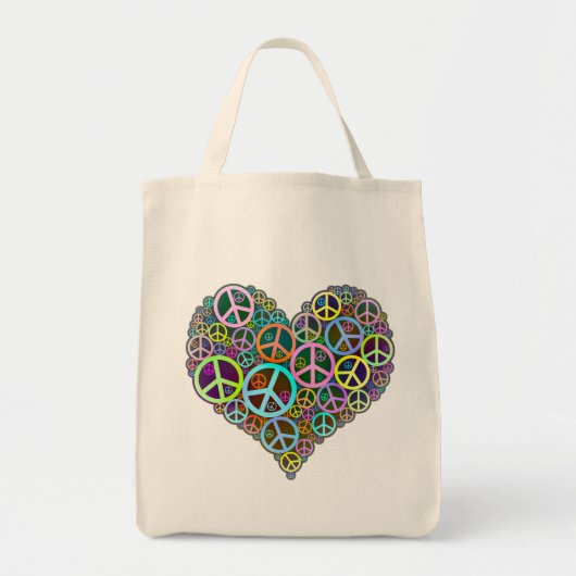 Cool Peace Love Heart Tote Bag (Voorkant)