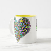 Cool Peace Love Heart Tweekleurige Koffiemok (Voorkant links)