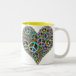 Cool Peace Love Heart Tweekleurige Koffiemok