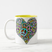 Cool Peace Love Heart Tweekleurige Koffiemok (Links)