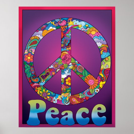 Cool Peace Sign Poster retro 1960 kijk (Voorkant)