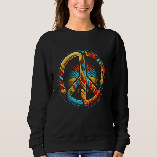 Cool Peace Sign Symbool Pop Art Style Mannen Vrouw Trui (Voorkant)