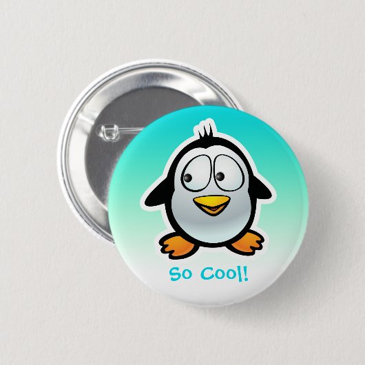 Cool Penguin Cartoon Ronde Button 5,7 Cm (Voorkant /achterkant)