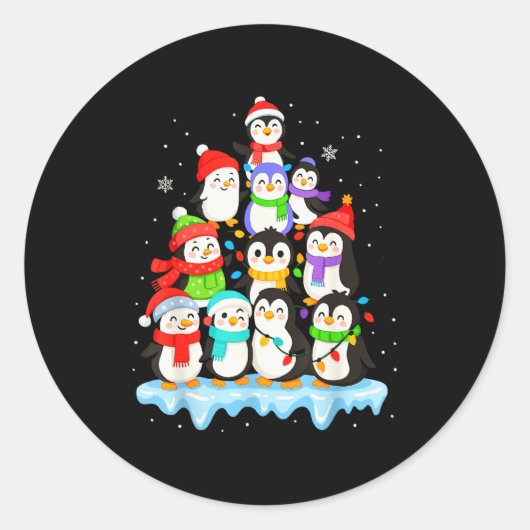 Cool Penguin Christmas Pajamas Shirt Boys, Penguin Ronde Sticker (Voorkant)