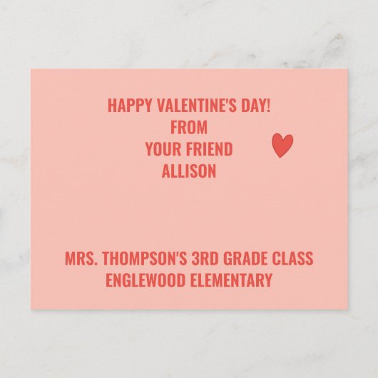 Cool Penguin - Cute Classroom Valentijn Briefkaart (Achterkant)