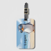 Cool Penguin Design voor kinderen gepersonaliseerd Bagagelabel (Voorkant (verticaal))