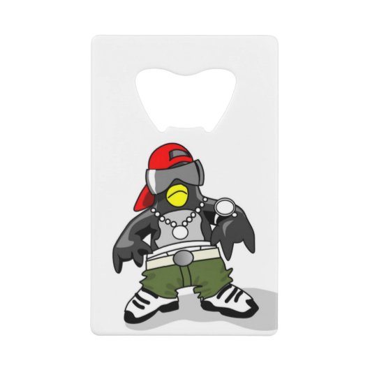 Cool Penguin Guy Creditkaart Flessenopener (Voorkant)