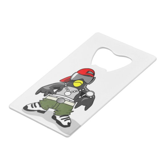 Cool Penguin Guy Creditkaart Flessenopener (Achterkant Gekanteld)