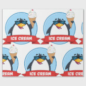 Cool Penguin Holding Ice Cream Cadeaupapier (Vlak)