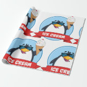 Cool Penguin Holding Ice Cream Cadeaupapier (Uitgerold)