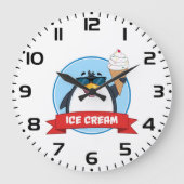 Cool Penguin Holding Ice Cream Grote Klok (Voorkant)