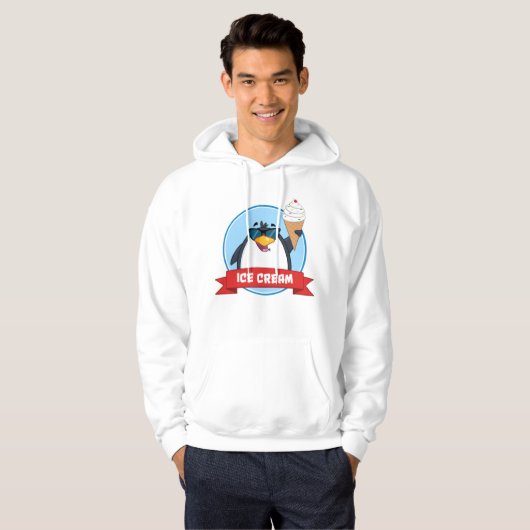 Cool Penguin Holding Ice Cream Hoodie (Voorkant volledig)
