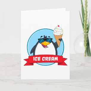 Cool Penguin Holding Ice Cream Kaart