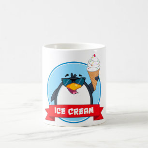 Cool Penguin Holding Ice Cream Koffiemok