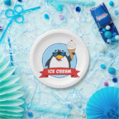 Cool Penguin Holding Ice Cream Papieren Bordje (Feest)