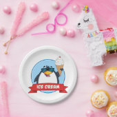 Cool Penguin Holding Ice Cream Papieren Bordje (Feest)