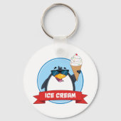 Cool Penguin Holding Ice Cream Sleutelhanger (Voorkant)