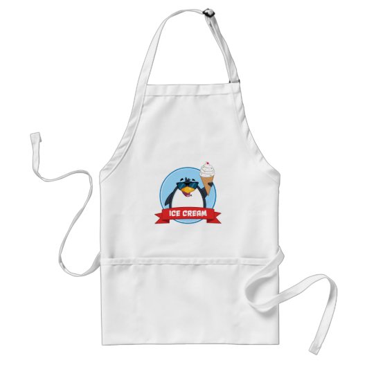 Cool Penguin Holding Ice Cream Standaard Schort (Voorkant)