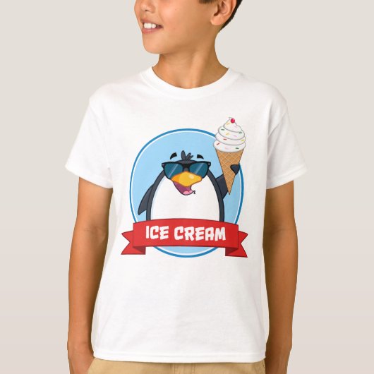 Cool Penguin Holding Ice Cream T-shirt (Voorkant)