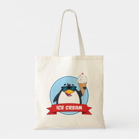 Cool Penguin Holding Ice Cream Tote Bag (Achterkant)