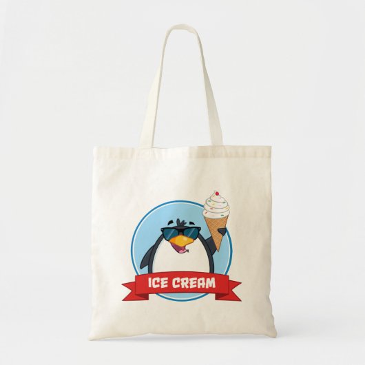 Cool Penguin Holding Ice Cream Tote Bag (Voorkant)