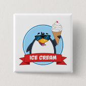 Cool Penguin Holding Ice Cream Vierkante Button 5,1 Cm (Voorkant)