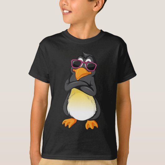 Cool Penguin Kind Basic Zwart T-shirt (Voorkant)