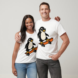 Cool Penguin on Skateboard T-shirt