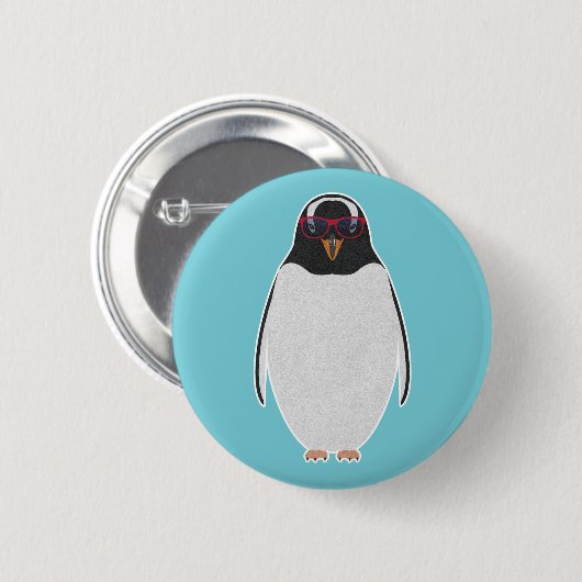 COOL PENGUIN RONDE BUTTON 5,7 CM (Voorkant /achterkant)