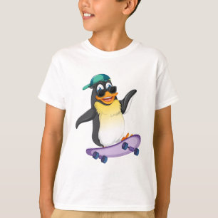 Cool Penguin Skateboard Kinder T-Shirt Design – Le