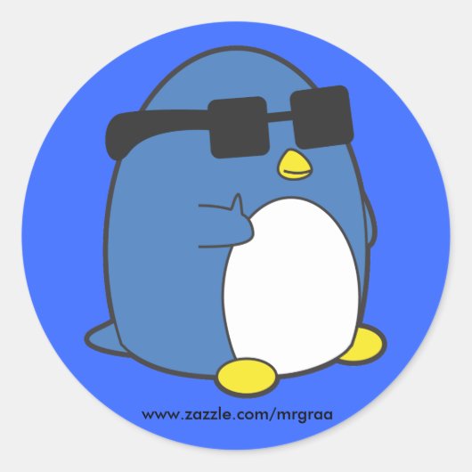 Cool Penguino Ronde Sticker (Voorkant)